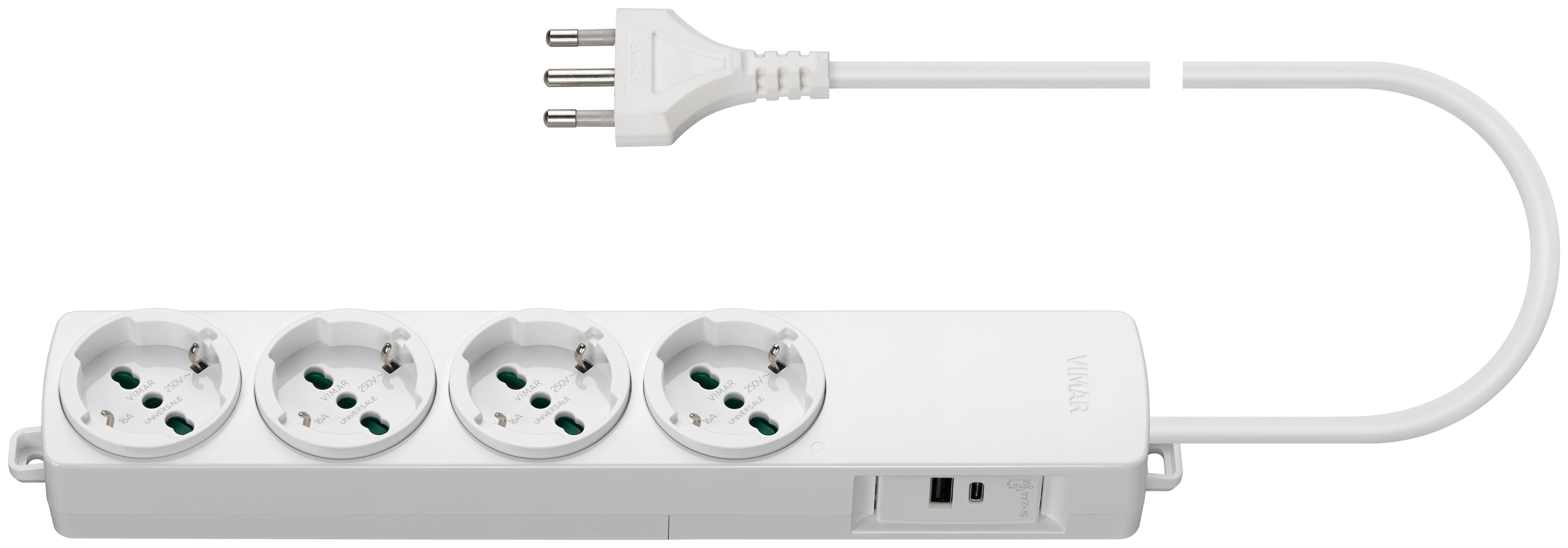 Presa multipla 4 univ.+USBA+USBC bianco - 01296.2USB.CC.B