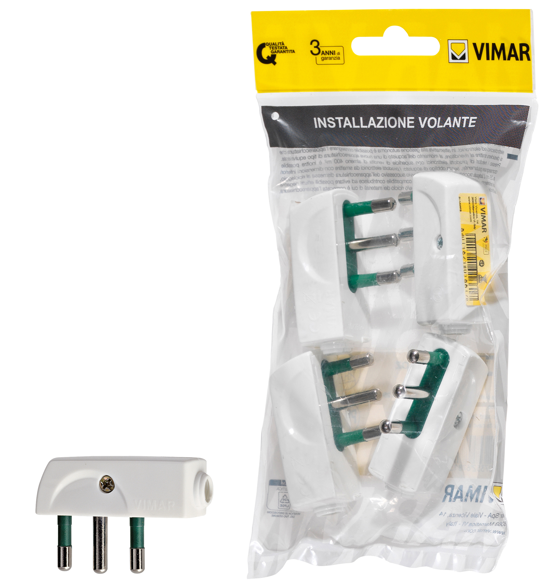 gloca 5x Spina Professionale Volante 16A 2P+T Bianco Maschio Standard Italiano 250V